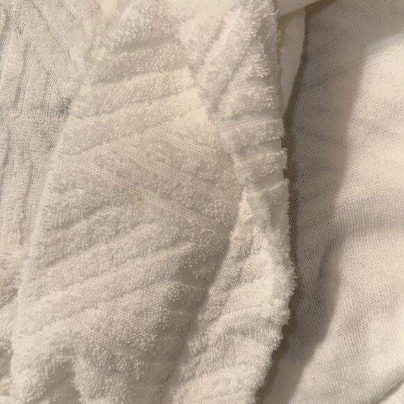 Dotti M White Terrycloth Textured Full Zip Hooded Robe Swim Coverup - Picture 14 of 14